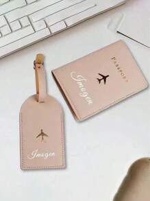 2pcs/Set Personalized Passport Holder & Luggage Tag, Customized Name Passport Holder, Travel Set, Honeymoon Gift, Couple Gift, Wedding Gift, Travel Gift, Portable, Multi-Function, Multi-Function, Large Capacity, Suitable For Women, Crossbody Bag/Travel Bag, Shoulder Tote Bag, Ideal Gift For Women And Men, Suitable For Girlfriend, Family, Friends, Women, Newcomers And White Collar Professionals