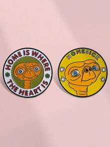 1/2 piezas Broche con diseño de alienígena geométrico gracioso y feo, accesorio metálico para ropa, decoración versátil