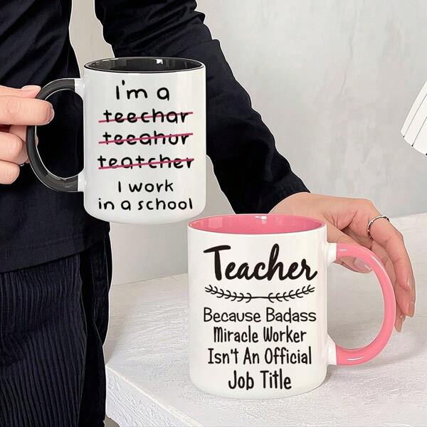 1pc 11.1oz Reusable Microwave & Dishwasher Safe Insulated Teacher Coffee Mug, Suitable For Office, School, Living Room, Kitchen, Unique Gift For Teacher, Family, Friends, Suitable For Thanksgiving, Teacher's Day, Christmas
