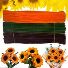 300 Stücke flauschige Pfeifenreiniger Bastelbedarf, goldene Bouquet-Zubehör, Sonnenblumen-Pfeifenreiniger im Großeinkauf, DIY Blumenstrauß Set, Pfeifenreiniger Sonnenblumen Bouquet Herstellung, Bastelbedarf, Abschlussgeschenk, Hochzeitsgeschenk, Muttertagsgeschenk