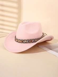 1 pieza Sombrero Trilby de unicolor para niños, Sombrero de vaquero estilo occidental para niñas, Adecuado para fiestas, reuniones y salidas