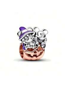 Disney Dije de carroza encantada con diamantes de laboratorio para el 100º aniversario de Disney, apto para brazaletes, joyería de plata 925 para mujeres