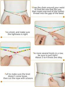 8 Pieces 50 Inch Waist Beads African Belly Chain Plus Size Belly Body Beads For Women Colorful Waist Jewelry Accessories2025 - Phong cách dễ thương - Xem 4