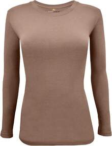 Women's Under Scrub Tee Crew Neck Long Sleeve-Shirt - 巧克力麥芽 - 查看 1