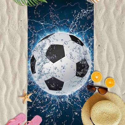 1pc Super Soft Football Pattern Microfiber Beach Towel, Home Decor, Suitable For Beach, Pool, Camping And Travel, Extremely Comfortable