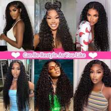 200% 4x4 Jerry Curly Lace Front Wigs Human Hair 200% Density Deep Wave Frontal Wigs Blended Human Hair Transparent Lace Curly Wigs For Women Pre Plucked With Baby Hair Curly Lace Front Wig Human Hair Natural Black Color