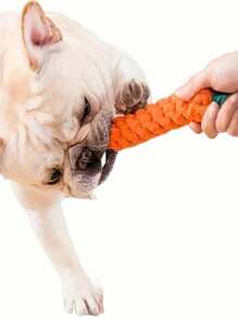 1/3/5pcs Durable Linen Carrot Shaped Knot Chew Toys, Suitable For Small And Medium-Sized Dogs - Interactive Games, Dental Health And Gum Strengthening, Orange With Green Tassels