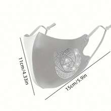 قناع وجه إسفنجي مرصع بالراين الفاخر للنساء، قابل للتعديل والغسيل، واقي من الرياح والشمس، قناع رياضي قابل للتنفس