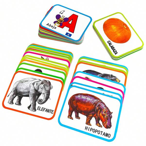 Montessori 28 Cognitive Learning Cards For Toddlers In Spanish, Contains Common Animals, Numbers, Letters, Double-Sided Fun Design, Colorful Pictures To Attract The Attention Of Preschoolers, Help Them Identify And Remember Words Faster, Promote Early Language, Suitable For Beginners Or Bilingual To Improve Vocabulary, Basic Training, Toddler Party Favors, Birthday Back To School Gifts