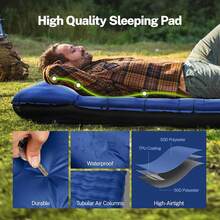 OGERY Sleeping Pad For Camping, 6" Extra-Thick Reinforced Camping Sleeping Pad With Pillows &Amp; Built-In Foot Pump, Ultralight Self Inflating Air Mattress Mat For Tent Hiking Essentials Gear - Blue - View 4