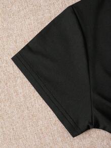 Set de 2 piezas de camiseta de manga corta con lazo delantero informal para niñas y niñas pequeñas