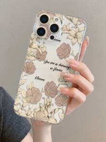 1pc Floral Print Transparent Soft TPU Phone Case, Anti-Fall Anti-Scratch Anti-Fingerprint, Camera Lens Protection, Compatible With Apple, Nothing, Pixel, INFINIX, Redmi