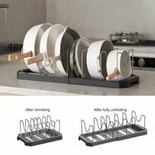 1pc Multi-Color Kitchen Storage Organizer Rack, Expandable Dish Rack, Pot Holder, Drainer Rack, Pot Pan Lid Organizer, Ultimate Kitchen Organizer, Multifunctional Kitchen Counter Shelf, Home Living Storage Rack, Kitchen Utensil Organizer
