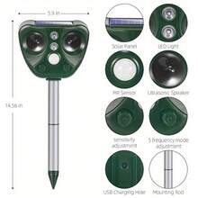 2025 Upgraded Solar Animal Repeller Outdoor Outdoor Skunk Repeller For Yard Dog Repeller Raccoon Repeller Squirrel Repeller Solar Animal Repeller (2 Pack) - Green - View 7