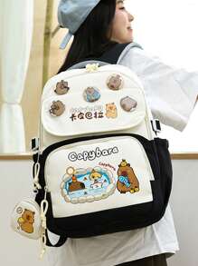 Capybara Backpack For Elementary School Boys & Girls, Lightweight Large Capacity Backpack For Middle/High School Students