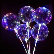 10 pièces Ballons LED transparents avec des bâtons, ballons à bulles lumineux, convient pour Noël, Nouvel An, anniversaire, décoration de mariage, mise en page des vacances, décoration de Noël, fonctionnement sur batterie (piles non incluses)