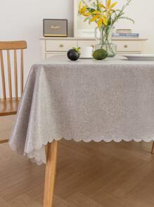1pc Plain Simple Linen-Like Table Cloth, Woven Polyester Rectangular Table Cover, Solid Color, Stain Resistant, Easy Clean, Suitable For Dining Room, Kitchen, Home Decor, Table Top, Perfect For Gatherings, Parties And Decoration
