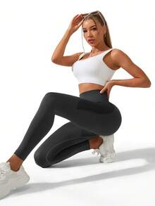 Quần bó thể thao co giãn cao liền mạch, màu đào tổ ong, quần tập yoga mông liền mạch, quần thể dục co giãn - Nhiều màu - Xem 3