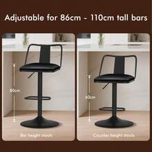ALFORDSON Bar Stool Set Of 2, Height-Adjustable Kitchen Stools With Swivel Function (53-75 Cm Seat Height), Premium Bar Chairs For Kitchen And Dining Areas (PU Leather, Black) - Black - View 7
