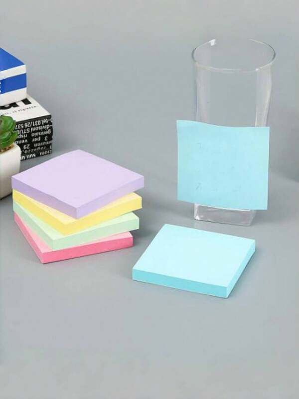 4 Pads Pastel-Colored Sticky Notes 7.6 X 7.6 Cm , Morandi Colors Self-Stick Pads, Easy To Post For Home, Office, Notebook, 50 Sheets Per Pad School Supplies,Back To School