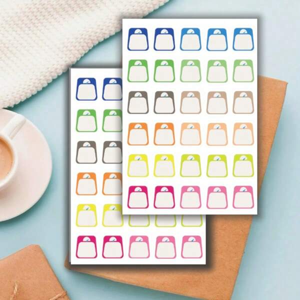 2 Sets Of Weight Loss & Fitness Goal Tracking Stickers, Planner Accessories, Daily Check-In, BMI Tracking Stickers, Women Postpartum Recovery Health Management, Notebook Planner Stationery Supplies School Supplies,Back To School