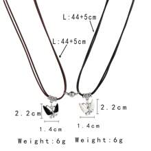 2 Stücke einfaches Bestes Freunde Paar Schwarz & Weiß Schmetterling Leder Kordel Magnetketten Set