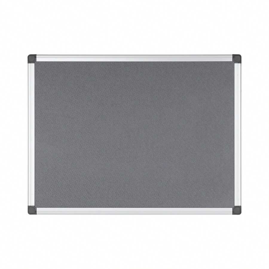 Bi-Office Tablero de corcho Maya, 60 x 45 cm, superficie de fieltro gris, marco de aluminio - Gris - Ver 1