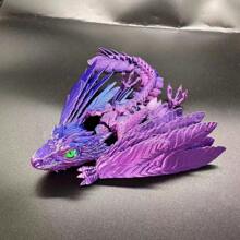 Juguete de modelo impreso en 3D, juguete de dragón volador genial con boca móvil, dragón emplumado impreso en 3D, modelo de dragón volador, modelo de juguete de dragón con articulaciones móviles, decoración de escritorio para el hogar, modelo de juguete de dragón coleccionable