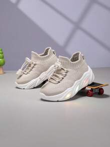 2025 New Kids & Youth Casual Fashion Shock Absorption Glowing LED Light Sole Lightweight Breathable Low-Top Mesh Lace-Up Outdoor & Indoor Walking, Running, Toddler Sports Sneakers