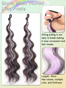2 件长波浪编织马尾辫头带女士合成假发带橡皮筋卷曲直马尾辫接发弹性发圈 - 彩色 - 查看 27