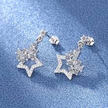 Orecchini in argento sterling 925, orecchini a perno con stella in zirconia cubica alla moda, delicati per uso quotidiano, regalo di compleanno