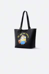Minions Bolsos de mano grandes para mujer, únicos y bonitos bolsos de hombro con dibujos animados para mujer, bolso de mano informal de viaje, cierre de cremallera, FAAFVNA001 - Negro - Ver 2