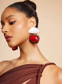 1 paire de boucles d'oreilles en résine vintage asymétriques et exagérées