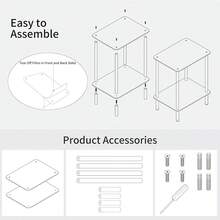 2-Tier Acrylic Transparent-Edge Side Table, Modern Home Decor End Table For Bedroom, Living Room, Office