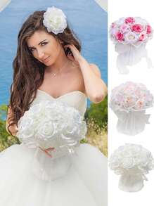 Perlen Rosen Strauß künstliche Blumen für Hochzeit Brautstrauß, einzigartige Ewigblumen Geschenke, Valentinstag, Muttertag, Erntedankfest, Geburtstag, Jahrestag