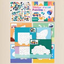 Libro de Pegatinas Puzzle 3D para Niños, Juguete Creativo de Manualidades con Pegatinas, Patrón de Animales/Tráfico, Entrenamiento de Pensamiento Lógico, Juego Interactivo Padres-Hijos, Apto para Niños y Niñas de 3-5 Años