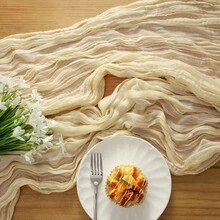 Local Delivery-DOLOPL Table Runner For Baby Shower Decorations, Sage Green Cheese Cloth Runner For Bridal Shower Decorations 13.3ft Guaze Sheer Spring Cheesecloth Table Runner For Wedding - Cream - View 5
