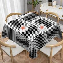 1/20pcs Classic Black Background Embellished Blue And Yellow Line Pattern Tablecloth, Vivid Image, Perfect For Indoor/Outdoor Decorations, Parties, Lunches And Dinners, Stylish Theme | Durable Tablecloths