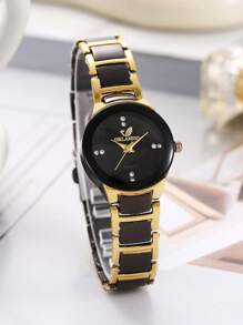 Set de 2 relojes de pulsera de cuarzo metálicos para parejas, con correa de acero, producto del Día de San Valentín