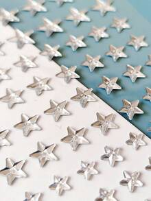 1pc Pentagram Design Rhinestone Decorative Sticker, 3D Makeup Appliques,School Supplies,Back To School - White - View 6