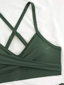 New Sexy Cross Bandage High Waist Drawstring Cover Belly Bikini Swimsuit Set With Metal Decor For Women, European And American Style