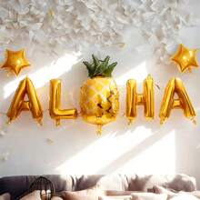 1 Set Hawaii Aloha Ballon Wand Dekorations Set Geburtstag Hochzeit Strand Party Anordnung Tropisches "ALOHA" Ballon Kombination Wasserfest langanhaltend Festival Dekorative Windbälle