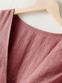 Set di camicia e pantaloni casual in lino da donna, adatto per vacanze primavera/estate