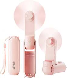 GAIATOP Portable Handheld Fan, 3 IN 1 Mini Foldable Travel Fans [17H Max Cooling Time] With Power Bank, Pocket Design USB Rechargeable For Travel Concert Lash Makeup, Summer Gifts For Women Girl, Pink - 粉色 - 查看 2