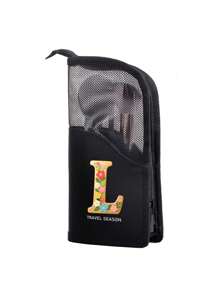 26 Alphabet Letter Pattern Makeup Brush Bag, Women Travel Storage Pouch, Large Capacity Cosmetic Organizer