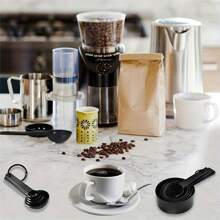 10 Stücke/Set Messbecher aus PP mit graduiertem Messbesteck-Set, Lebensmittel, Kaffeebecher Messbecher, Gewürz- und Mehlbesteck, Backzubehör Messlöffel, Küchenwaage und Messgeräte, Küchenausstattung, 10er Set schwarze Kunststoff Messbecher und Messlöffel, Kaffee Löffel, Gewürzlöffel mit Skala