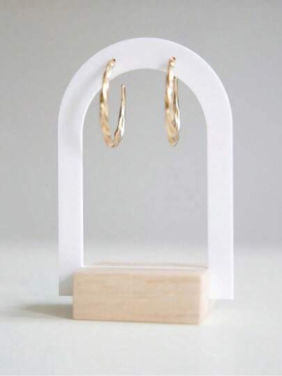 1pc/3pcs Earring Display Stand - Durable White Acrylic And Wooden Base, Sleek Minimalist Design, Convenient Earring Holder And Jewelry Organizer For Home Or Jewelry Retail Use Back To School