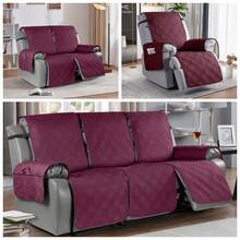1/2/3 Seat Waterproof Recliner Sofa Cover, Non Slip Recliner Chair Covers, Washable Reclining Couch Cover Outdoor Cushion Covers Garden Furniture Protector With Elastic Straps Pocket For Pets, Cats, Dogs Burgundy - 酒紅色 - 查看 2