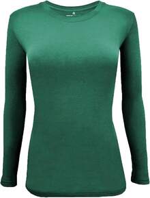Women's Under Scrub Tee Crew Neck Long Sleeve-Shirt - 真獵人綠 - 查看 2