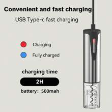 Feizsmile Electric Wine Bottle Opener, Rechargeable Wine Opener For Red Wine, USB Charging One-Button Automatic Wine Bottle Opener, Suitable For Wine Lovers Gift, Home Kitchen Party Bar Wedding Use (Stainless Steel Finish)!